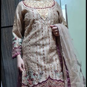 Indian Lehenga Purple with gold with beautiful full decor top. Wedding suit